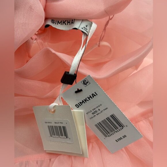 🆕 SIMKHAI 🧿 NWT Beaux Tiered Babydoll Mini Dress, Ballet Pink - Sz US 4 - Picture 13 of 14